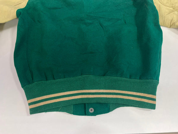 ヴィンテージ vintage 50's 50年代 TIMBERLINE ウール スタジャン バーシティジャケット アワードジャケット 袖レザー ツートン ベージュ 38 ジャケット グリーン 101MT-5450