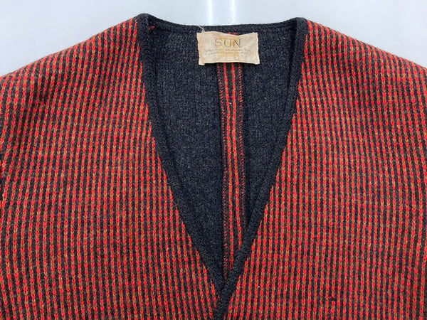 ヴィンテージ vintage 60s~ 60年代 SUN フロントポケット ニット セーター アウター  カーディガン ストライプ レッド 104MT-1906