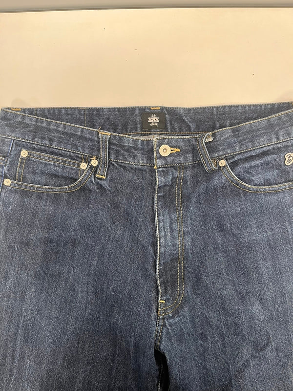 ステューシー STUSSY OLD STUSSY 30th Aniversary 30周年記念 ストレートデニムパンツ 刺繍ロゴ インディゴ 青 デニム ブルー 34 101MB-753