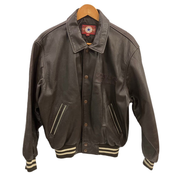 コンバース CONVERSE 90's 90年代 レザースタジャン varsity jacket VINTAGE ヴィンテージ   ジャケット ブラウン Mサイズ 101MT-5017