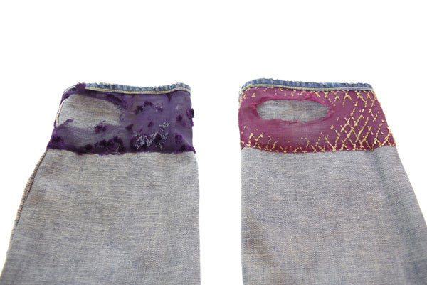 ナンバーナイン NUMBER (N)INE 03AW カート期 アーカイブ ベロアパッチワークデニム ダメージデニムパンツ デニム ブルー 3 103MB-362