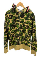 ア ベイシング エイプ A BATHING APE Shark Full Zip Hoodie シャーク フルジップ フーディ 001ZP1801011M パーカ カーキ Mサイズ 101MT-4263