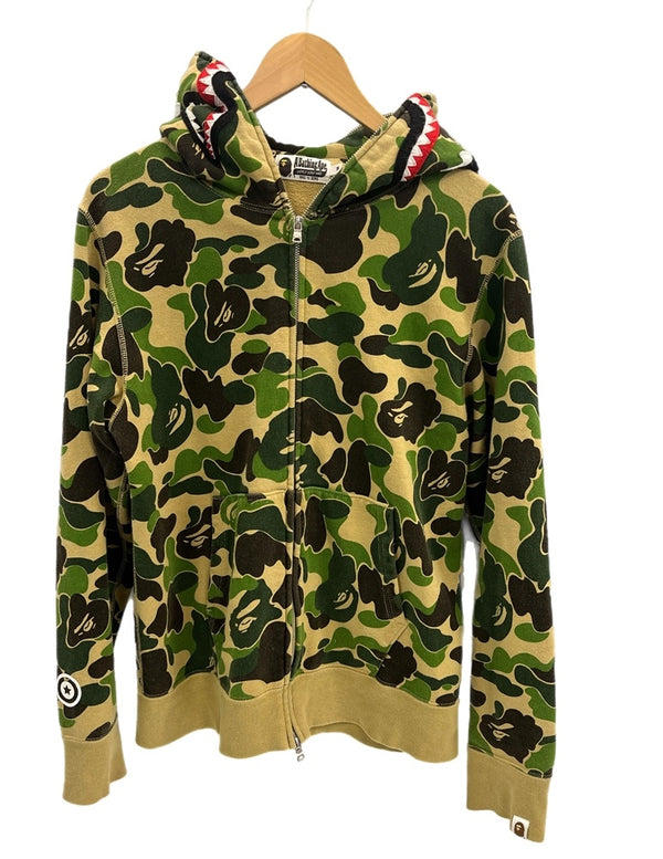 ア ベイシング エイプ A BATHING APE Shark Full Zip Hoodie シャーク フルジップ フーディ 001ZP1801011M パーカ カーキ Mサイズ 101MT-4263