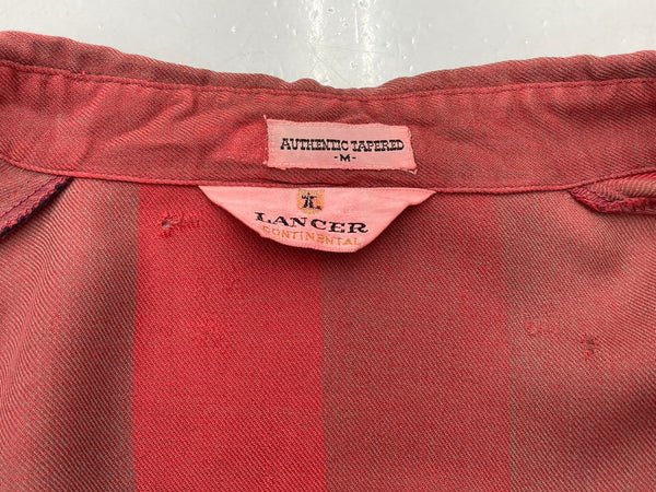 ヴィンテージ vintage 60s~ 60年代 LANCER レーヨン 3点留め ボタンダウン ウエスタン ハンティング ガーメントダイ 赤 長袖シャツ ストライプ レッド Mサイズ 104MT-1314