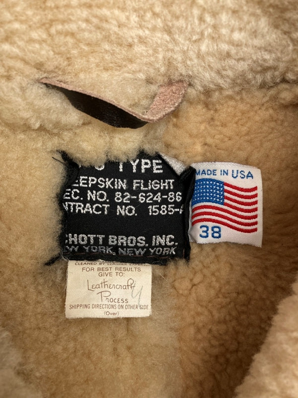 ショット SCHOTT B-6 SHEEPSKIN JACKET シープスキン ジャケット フライト ボア ジップアップ アウター 茶 サイズ 38 ジャケット 無地 ブラウン 104MT-1714