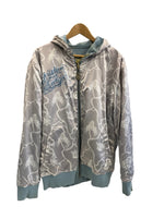 クリスチャンオードジェー Christian Audigier リバーシブル プリント ジップ フーディ Reversible Zip Hoodie 青×シルバー - パーカ ブルー 101MT-5240