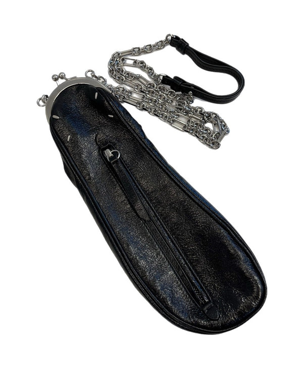 メゾン マルジェラ MAISON MARGIELA tabi ソールバッグ がま口 レザーバッグ 黒×シルバー バッグ レディースバッグ ショルダーバッグ・メッセンジャーバッグ ブラック 101bag-206