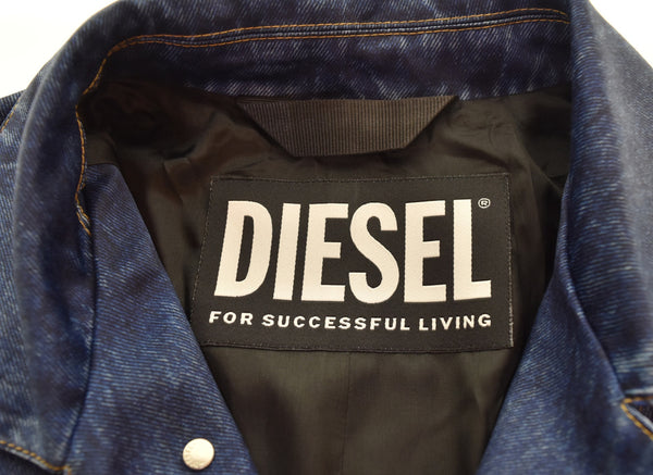 ディーゼル DIESEL  22SS G-KOEN ステンカラーコート スプリングコート ロング シングル プリント デニム柄 A06066 ジャケット ブルー Sサイズ 103MT-3150