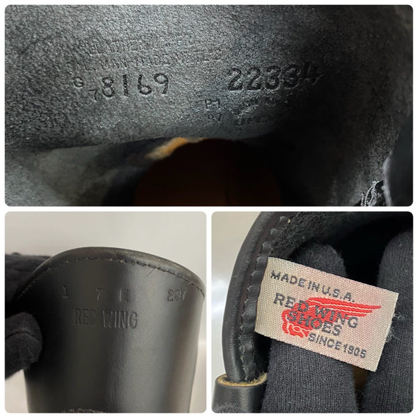 【曜日割引対象外】 レッドウィング RED WING 90's 97年製 茶芯 7E 箱付き 8169 メンズ靴 ブーツ ペコスタイプ ブラック 25.5cmサイズ 201-shoes1556 VB