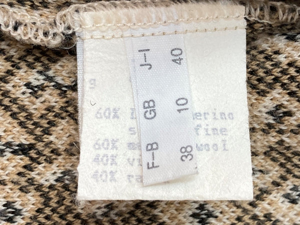 フェンディ FENDI オールド OLD レトロ ニット ラウンドネック 総柄 ロゴ ウール ビスコース レーヨン MADE IN ITALY イタリア製  セーター ヒョウ柄・レオパード柄 ベージュ SIZE40 104LT-248