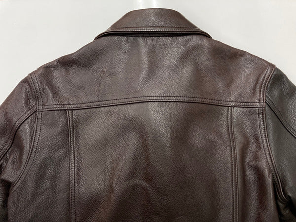 ワイツーレザー Y'2 leather シングル ライダースジャケット レザージャケット 猫目ボタン ツートン 切り替え 牛革 ダークブラウン 茶色 サイズ38 ジャケット 無地 ブラウン 104MT-1946