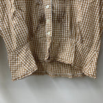 カネコイサオ kaneko isao ワンダフルワールド セーラーカラー シャツ リボン ギンガムチェック柄 長袖シャツ ブラウン 201LT-433