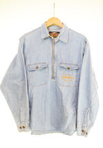 ハーレーダビッドソン Harley-Davidson ハーフジップ デニムシャツ 長袖シャツ ブルー 103MT-3430