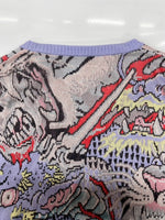 ワコマリア WACKO MARIA × TIM LEHI ティム リーハイ JACQUARD CARDIGAN ジャガード カーディガン スカル 髑髏 虎柄 龍柄 ニット カーディガン 総柄 マルチカラー Mサイズ 104MT-1749