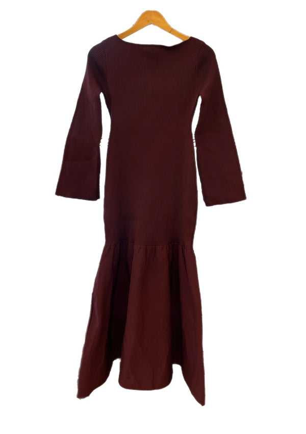 アニュアンス anuans ティアードデザインスリットニットワンピース BURGUNDY バーガンディ 1523531358-0 ワンピース ワインレッド フリーサイズ 101LT-179