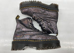 ドクターマーチン Dr.Martens MOLLY 6EYE IRIDESCENT CRACKLE BOOTS クラックルダブルソール  厚底 メタリック ガンメタル GUNMETAL BLACK 黒 ブーツ ブラック UK6 104S-812