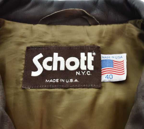 ショット SCHOTT LEATHER COVERALL レザー カバーオール ロング コート カーコート 40 ジャケット ブラウン 103MT-2552