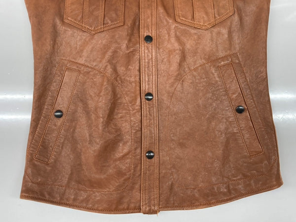 バーバリー Burberry BLACK LABEL LEATHER JACKET レザー ジャケット 革ジャン 裏地チェック ボタン アウター 茶 D1F09-408-54 ジャケット 無地 ブラウン Mサイズ 104MT-1700