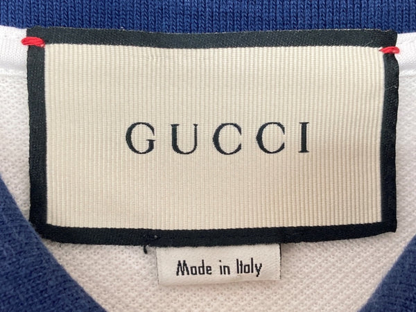 グッチ GUCCI 19SS Stretch Cotton Piquet Polo ストレッチ コットン ピケ アームロゴ バイカラー イタリア製 WHITE 白 500972-X9M38 半袖ポロシャツ ライン ホワイト Lサイズ 104LT-217