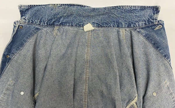 【曜日割引対象外】 リー Lee 90's DUNGAREES Cant Bustem デニムカバーオール USA製 ジャケット ブルー Lサイズ 201MT-3978 VB
