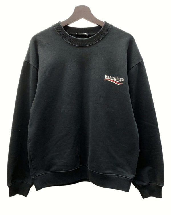 バレンシアガ BALENCIAGA Campaign Logo Sweatshirt キャンペーン ロゴ スウェットシャツ トレーナー 長袖 黒 556147 スウェット プリント ブラック Mサイズ 104MT-646