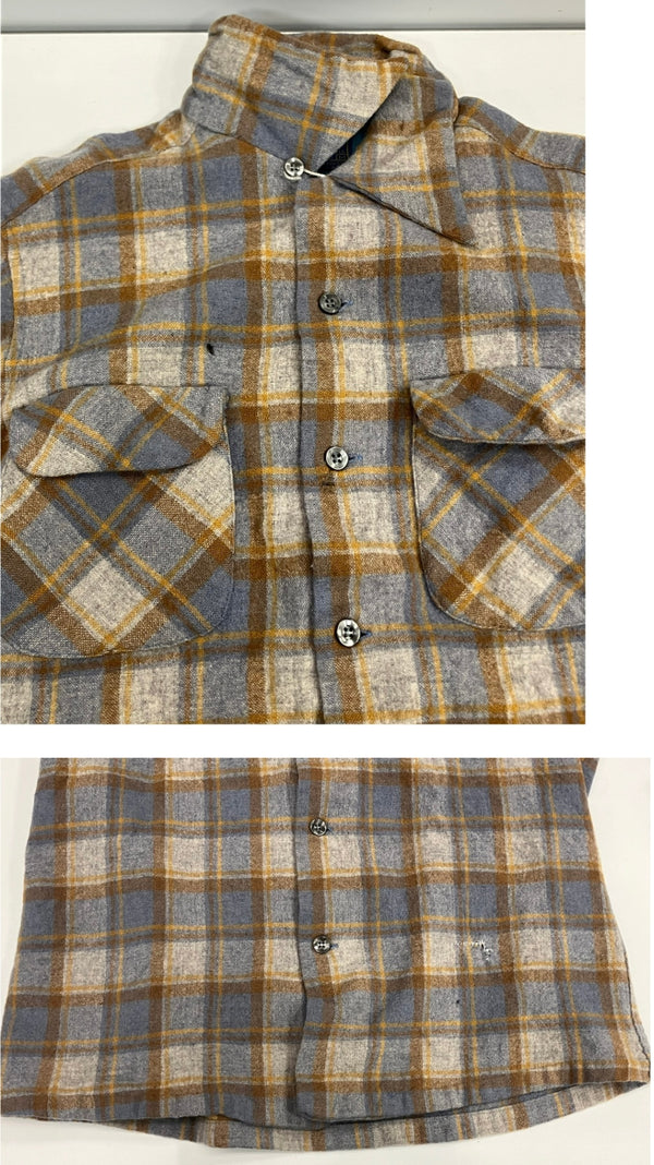 ペンドルトン PENDLETON 70's 70年代 ウール チェックシャツ ボードシャツ  ネルシャツ 開襟 オープンカラー ボックス vintage ヴィンテージ MADE IN USA アメリカ製  長袖シャツ ベージュ Mサイズ 101MT-5361