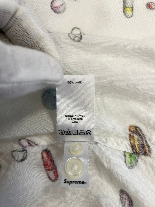 シュプリーム SUPREME Pills Rayon Shirt ピルスレーヨンシャツ 白 半袖シャツ ホワイト Mサイズ 101MT-4478
