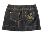 ヴィヴィアン・ウエストウッド Vivienne Westwood ロゴ刺繍 デニムスカート インディゴ スカート ネイビー Ｍサイズ 101LB-36