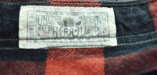 ダブルアールエル RRL ラルフローレン チェック ネルシャツ ワーク シャツ 赤 長袖シャツ レッド Mサイズ 103MT-2389