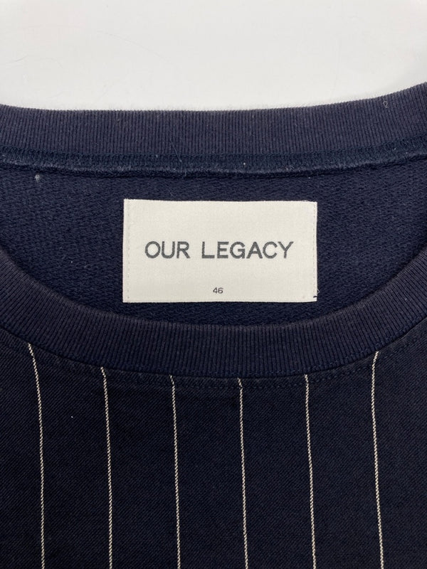 アワーレガシー OUR LEGACY STRIPE SWEATSHIRT ストライプ スウェットシャツ 切り替え トレーナー 長袖 紺 サイズ 46 スウェット ストライプ ネイビー 104MT-2211