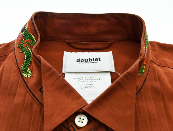 ダブレット doublet  RA-MEN EMBROIDERY TUXEDO SHIRT ドラゴン刺繍 長袖シャツ 茶 20AW22SH82　 長袖シャツ 刺繍 ブラウン Mサイズ 103MT-298