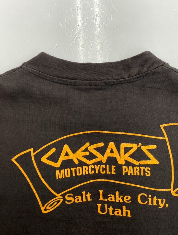 ヴィンテージ vintage 70s 80s Harley Davidson ハーレー ダビッドソン S/S TEE 半袖 Tシャツ Hanes モーターサイクル 黒 L 42-44 Tシャツ プリント ブラック 104MT-1187