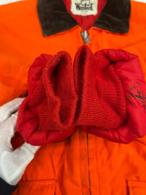 ウールリッチ WOOLRICH 70s~80s 白タグ ハンティングジャケット 襟切り替え TALONジップ VINTAGE ヴィンテージ ジャケット オレンジ Lサイズ 101MT-5199