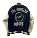 ニューエラ New Era MLB VARSITY JACKET バーシティ ジャケット LA Dodgers ドジャース スタジャン アウター 野球 白 紺 US M ジャケット ロゴ ネイビー 104MT-774