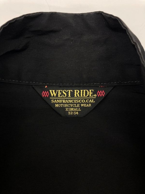 ウエストライド WESTRIDE ZIP UP JACKET ジップアップ ジャケット ウィンドブレーカー バイカー チェーンステッチ アウター 黒 ジャケット ライン ブラック XSサイズ 104MT-1673