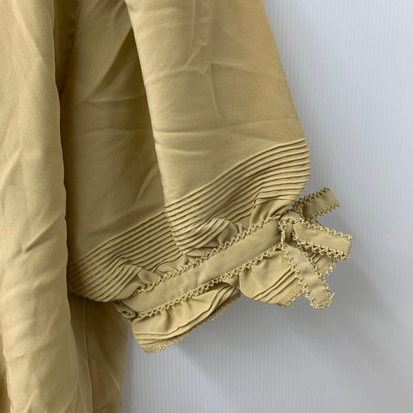 カネコイサオ kaneko isao ワンダフルワールド リボン ブラウス フリル パールボタン 半袖シャツ ベージュ 201LT-435