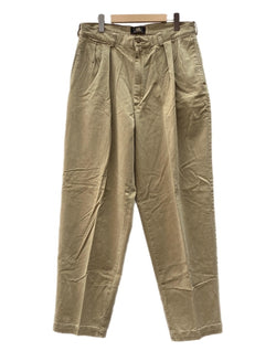 ダブルアールエル RRL 90s TACK CHINO PANTS タック チノ パンツ ジップフライ ワーク トラウザーズ 三ツ星タグ USA製 Ralph Lauren 薄茶 無地 チノパン ベージュ 34×30 104MB-344