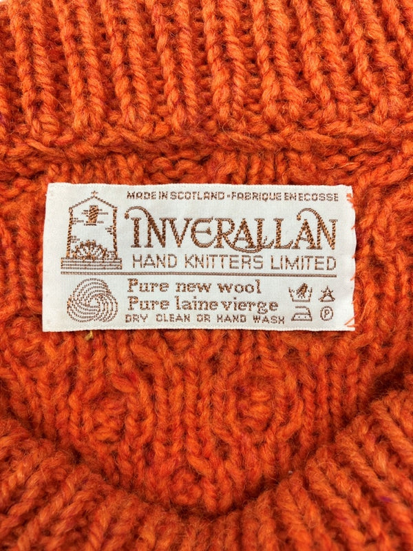 インバーアラン INVERALLAN Cable Knit ケーブル ニット セーター カーディガン クルーネック セーター 無地 オレンジ 104MT-880