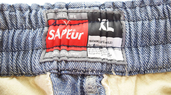 サプール SAPEur ヴィンテージ デニム ショートパンツ ハーフパンツ ブルー LLサイズ 103MB-514