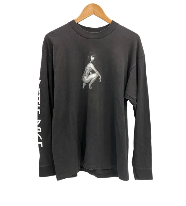 ファッション ヴィクティム FASHION VICTIM 90's 90年代 BETTY PAGE ベティーペイジ ピンナップガール 袖プリント ロンT VINTAGE ヴィンテージ ロンT ブラック Lサイズ 101MT-4460