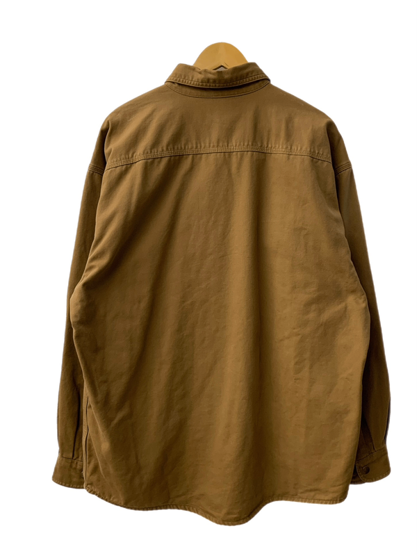 【曜日割引対象外】 カーハート Carhartt ワークシャツ ダック生地 長袖シャツ ロゴ ベージュ Lサイズ 201MT-2197