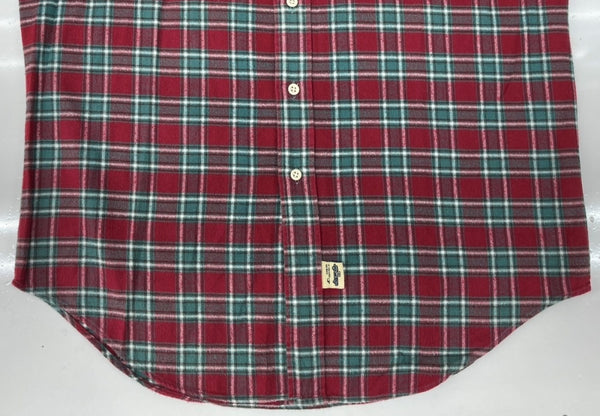 ダブルアールエル RRL 90s FLANNEL SHIRT フランネル シャツ ネルシャツ ボタン 三ツ星タグ Ralph Lauren 赤 長袖シャツ チェック レッド Sサイズ 104MT-2250