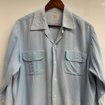 【曜日割引対象外】 ヴィンテージ vintage 50's~ DONEGAL レーヨン オープンカラー 長袖シャツ ブルー 201MT-4611 VB