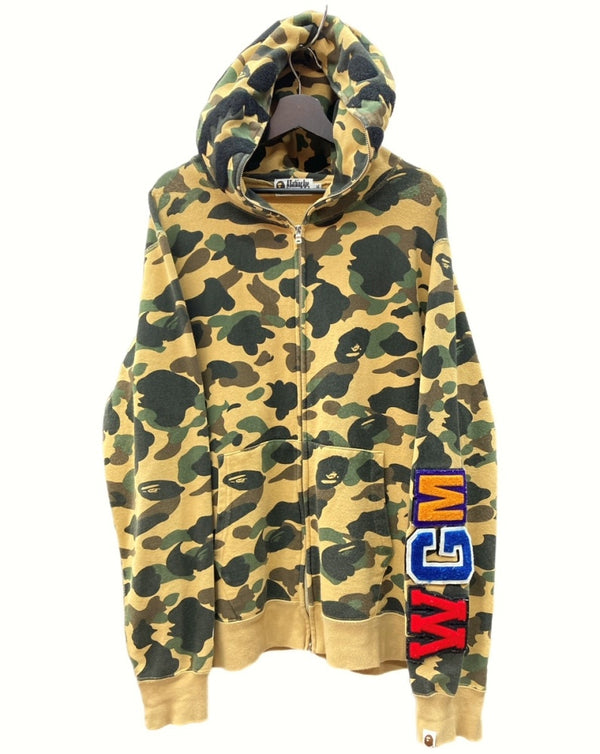 アベイシングエイプ A BATHING APE パーカー プルオーバー フーディ フロントジッパー ダブルジップ シャーク ワッペン カモ柄 マルチカラー 001ZPE701020X 2XL パーカ カモフラージュ・迷彩 カーキ 104MT-342