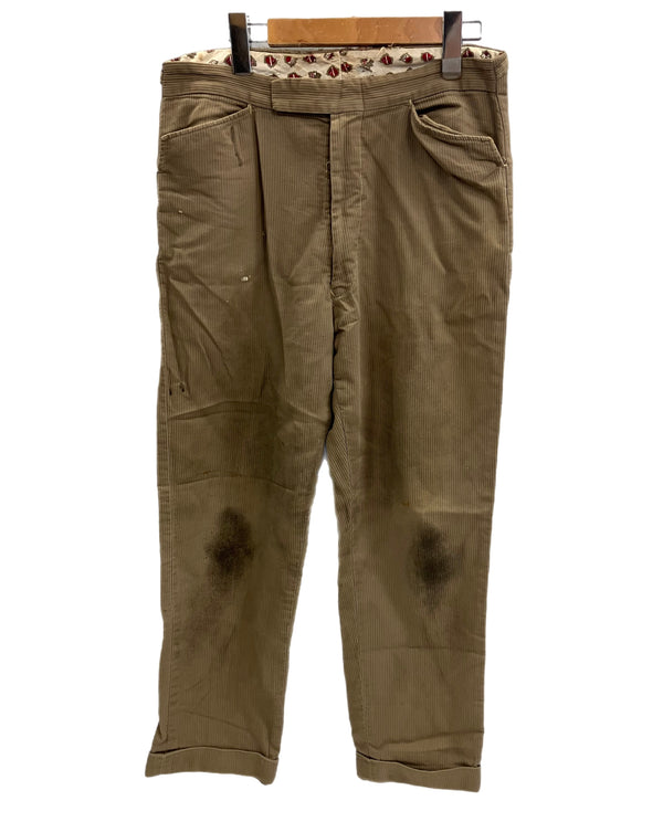 ヴィンテージ vintage ~50’s 50年代 EURO ユーロワーク ピケパンツ 太畝 ワークパンツ DOT SNAPPER WALDES ZIPPER サイドアジャスター付き スラックス ベージュ - 101MB-680