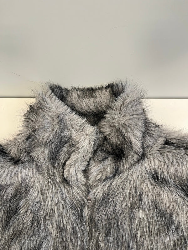 ミリアフィニティ Mili affinity フェイクファー ショート丈 ダブルジップジャケット ファージャケット ジャケット グレー フリーサイズ 101LT-219