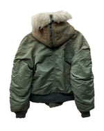 ミリタリー Military N-2B FLIGHT JACKET フライト ジャケット ジップアップ ファー 短丈 軍物 ARMY アウター 緑 ジャケット 無地 グリーン Mサイズ 104MT-1914