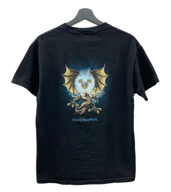 us古着 US 00s 00年代 Walt Disney World Dragon ディズニー ドラゴン 両面プリント 黒 Tシャツ キャラクター ブラック 104MT-1830