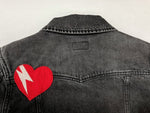 サンローラン Saint Laurent 18ss DENIM JACKET デニム ジャケット waiting for sunset ワッペン Gジャン 黒 483065 Y805L ジャケット ハート ブラック XSサイズ 104MT-987