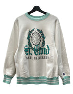 チャンピオン Champion REVERSE WEAVE リバースウィーブ 90s 90年代 USA製 刺繍タグ ヴィンテージ リブライン カレッジ スウェット プリント ホワイト Mサイズ 104MT-2276